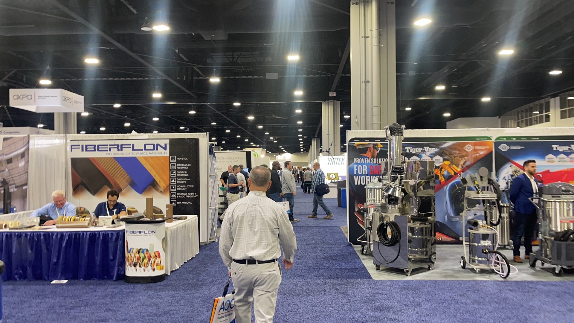 Fiberflon and Tiger-Vac booths on the CAMX 2023 exhibition floor in Atlanta