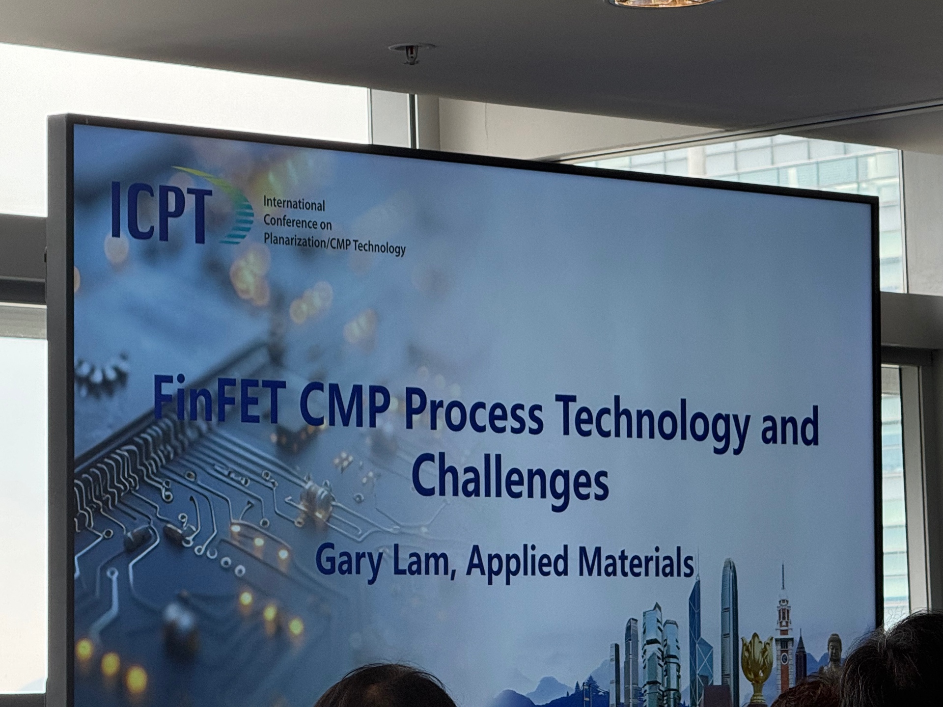 ICPT 2025 keynote title slide on FinFET CMP Process Technology and Challenges by Gary Lam, Applied Materials