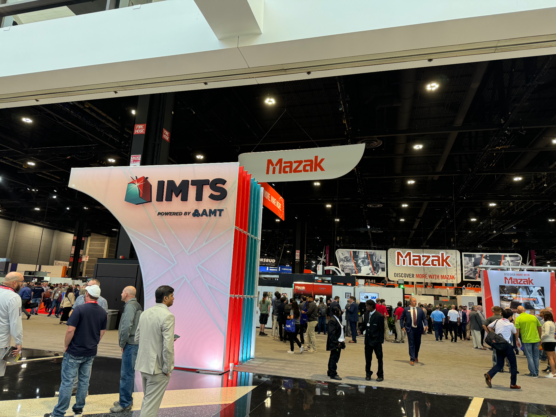 IMTS 2024 main entrance signage with Mazak booth visible in Chicago