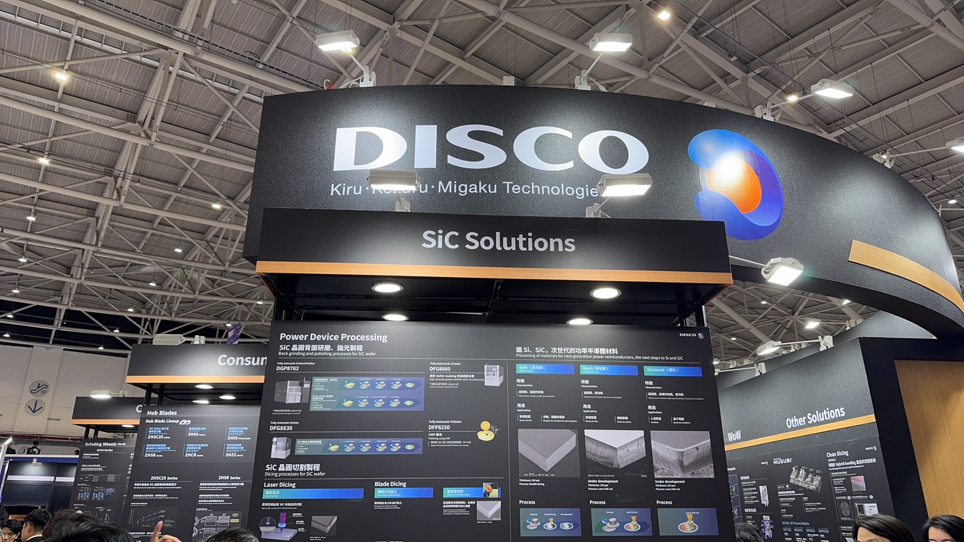 DISCO SiC Solutions booth at SEMICON Taiwan 2025 featuring power device processing technology