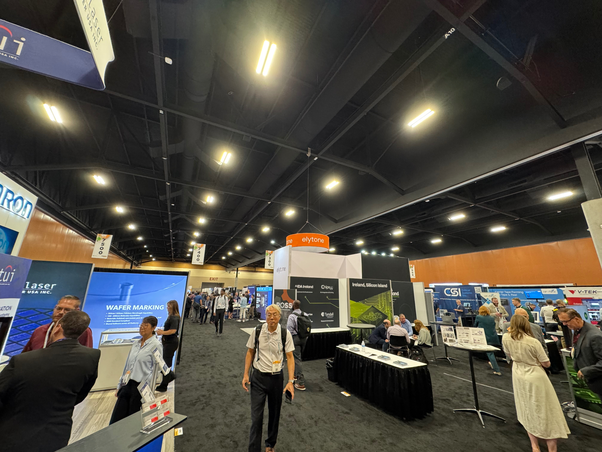 SEMICON West 2025 exhibition aisle in Phoenix with Elytone and Ireland Silicon Island booths