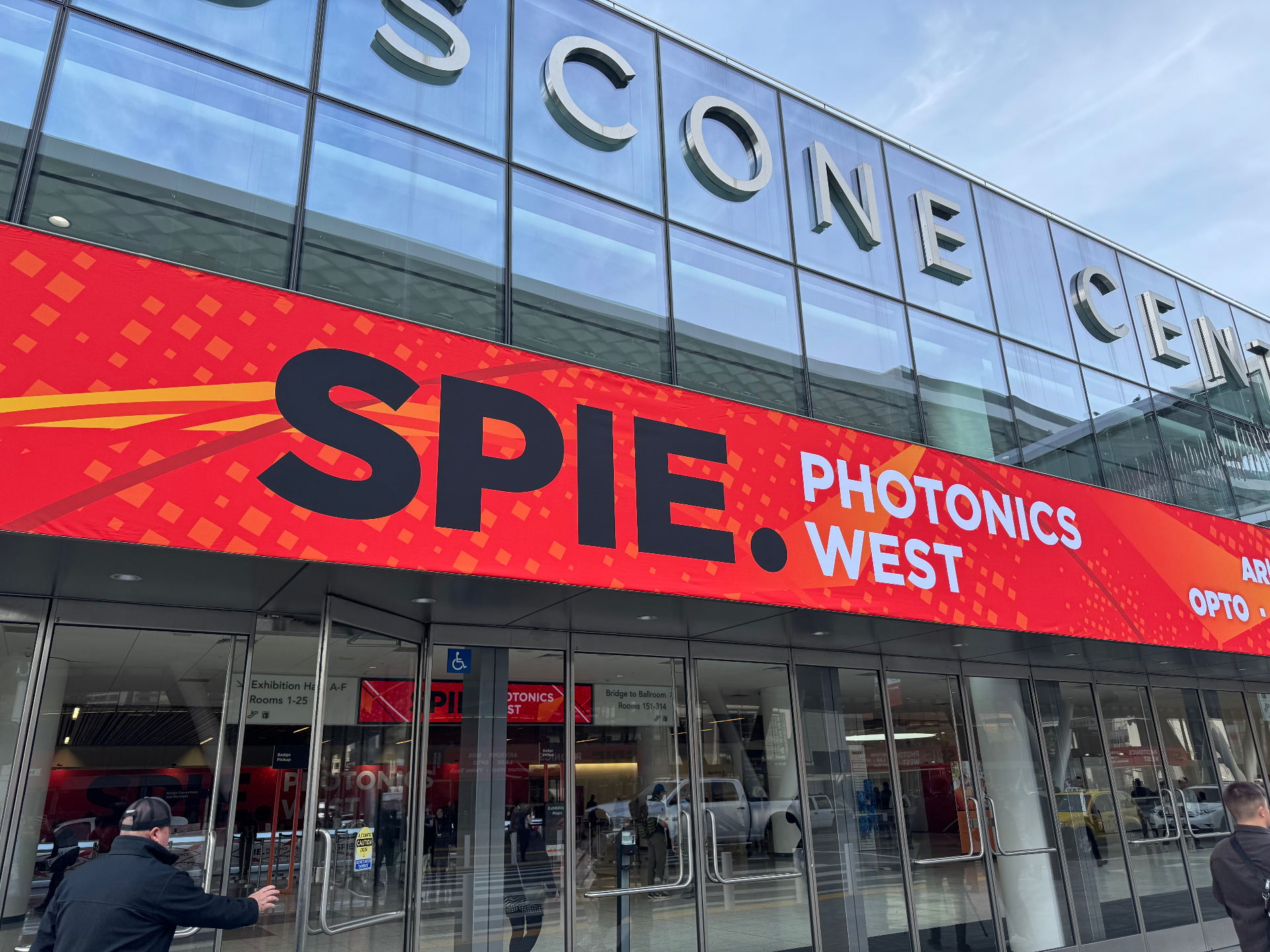 SPIE Photonics West 2026 entrance banner at Moscone Center in San Francisco
